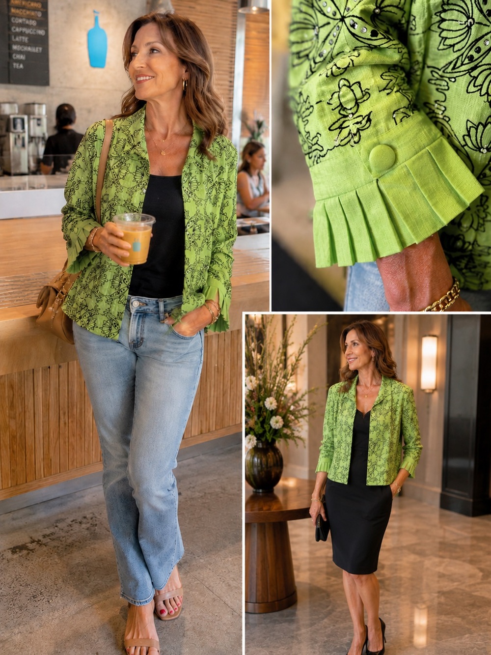 Bleu Bayou 100% Silk vintage 
Sequin Jacket Art-to-Wear 
Stunning detail EUC
